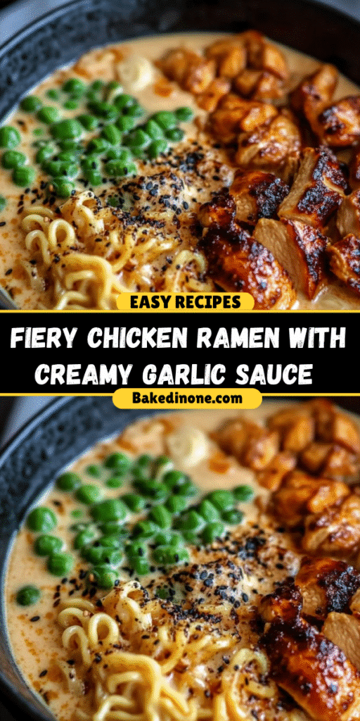 Fiery Chicken Ramen with Creamy Garlic Sauce: Quick & Easy Delight!