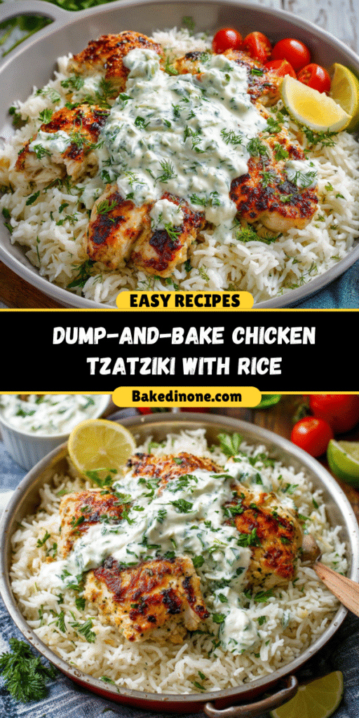 Dump-and-Bake Chicken Tzatziki with Rice – Easy Greek-Inspired Dinner!