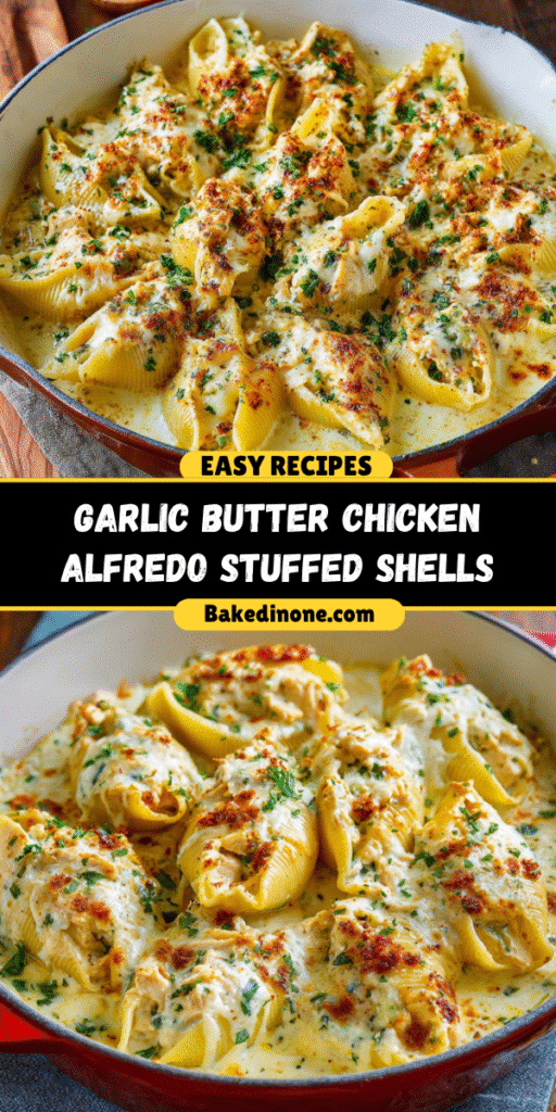 Garlic Butter Chicken Alfredo Stuffed Shells – A Creamy Delight!