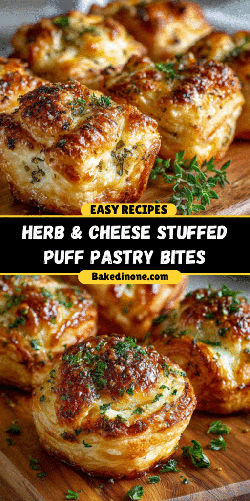 Herb & Cheese Stuffed Puff Pastry Bites | Easy Party Appetizer 🧀🌿

