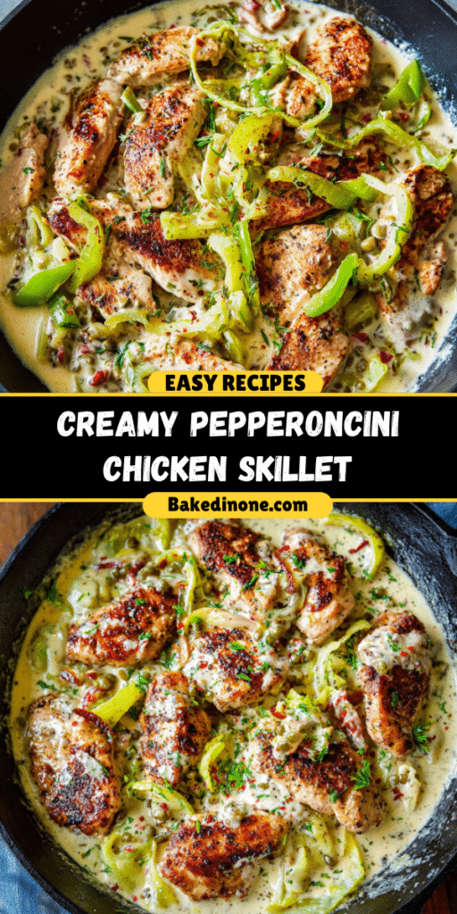 Creamy Pepperoncini Chicken Skillet | Tangy, Savory & Comforting 🍋🍗

