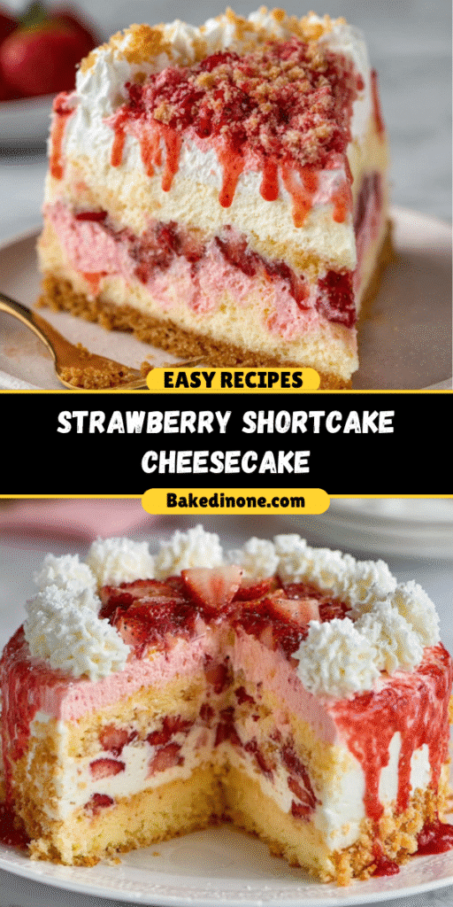 Strawberry Shortcake Cheesecake | Creamy, Fruity & Irresistible! 🍓🍰

