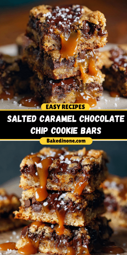 Salted Caramel Chocolate Chip Cookie Bars | Gooey, Chewy & Irresistible! 🍫✨

