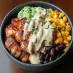Chipotle Chicken Bowl with Black Beans, Corn, & Creamy Sauce
