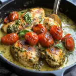 Creamy Pesto Chicken with Roasted Tomatoes