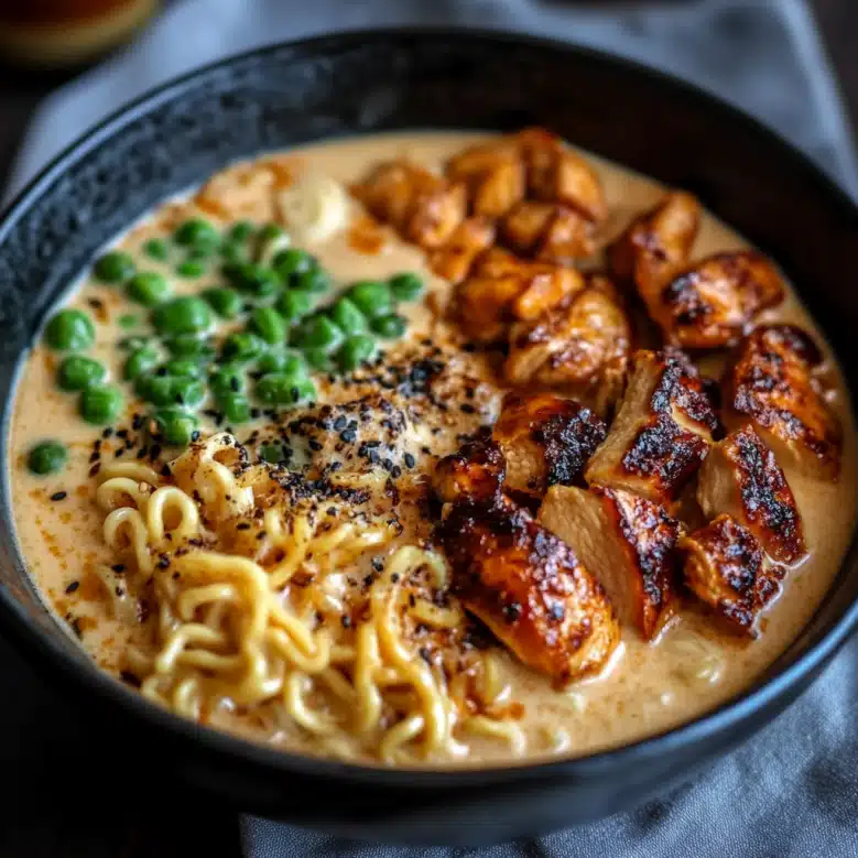 Fiery Chicken Ramen with Creamy Garlic Sauce: A Must-Try!