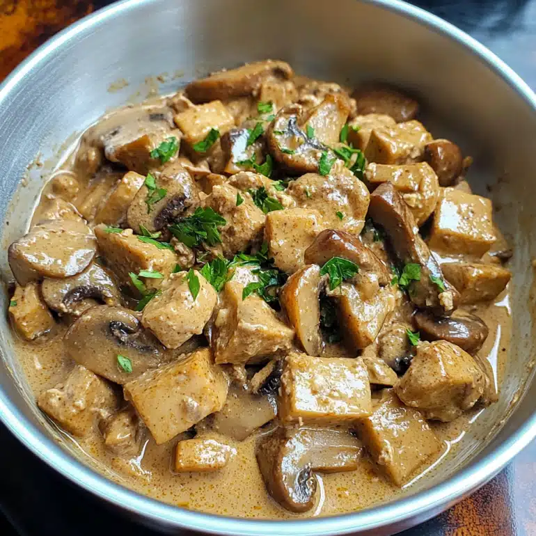 Mushroom and Seitan Stroganoff
