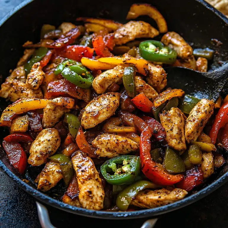 Skillet Chicken Fajitas with Creamy Jalapeño Verde Sauce