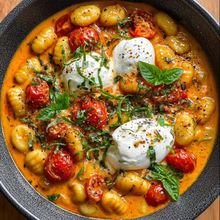 30-Minute Creamy Tomato Gnocchi with Burrata Recipe!