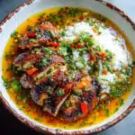 Caramelised Soy Chicken in Garlic Ginger Broth with Rice