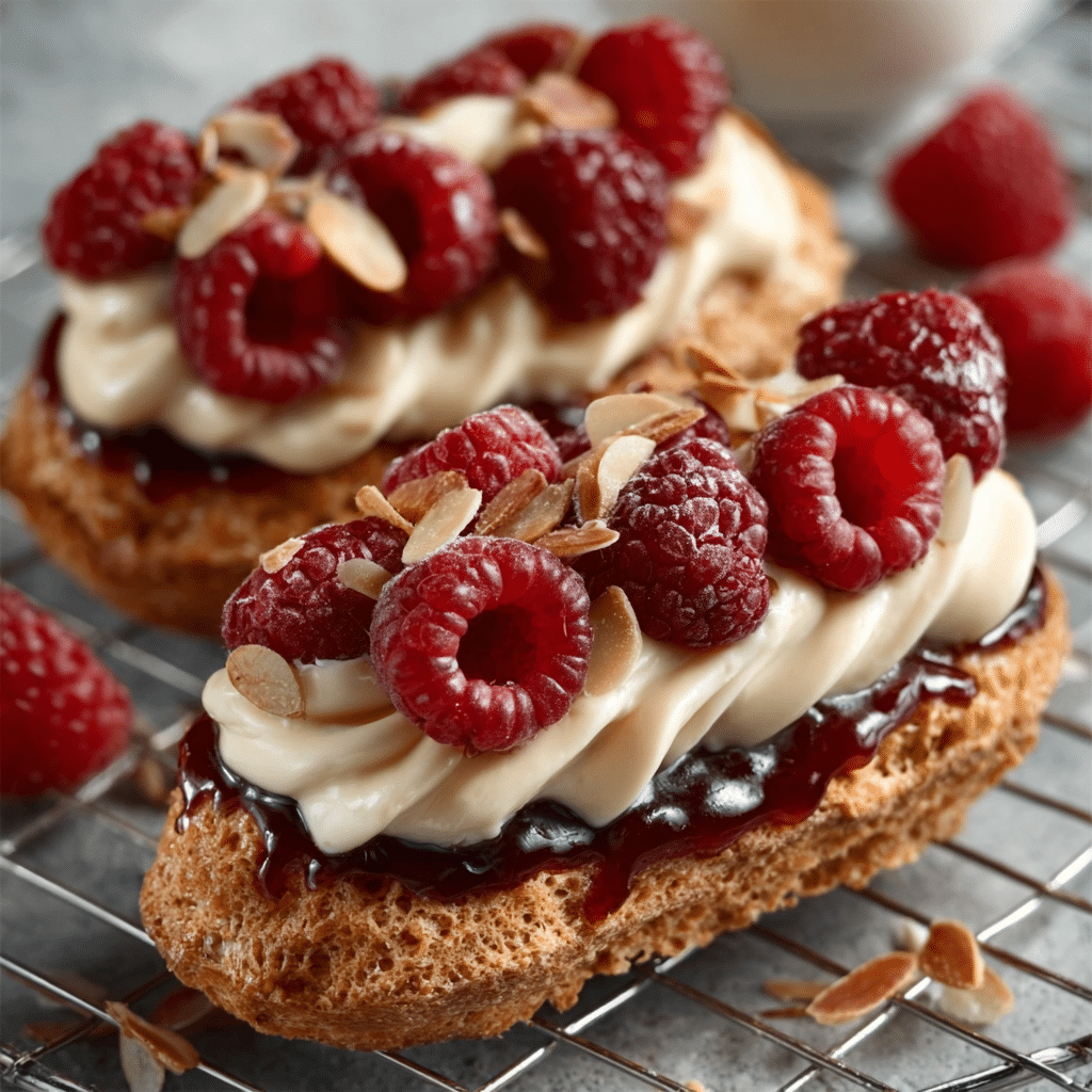 Almond Raspberry Éclair Towers
