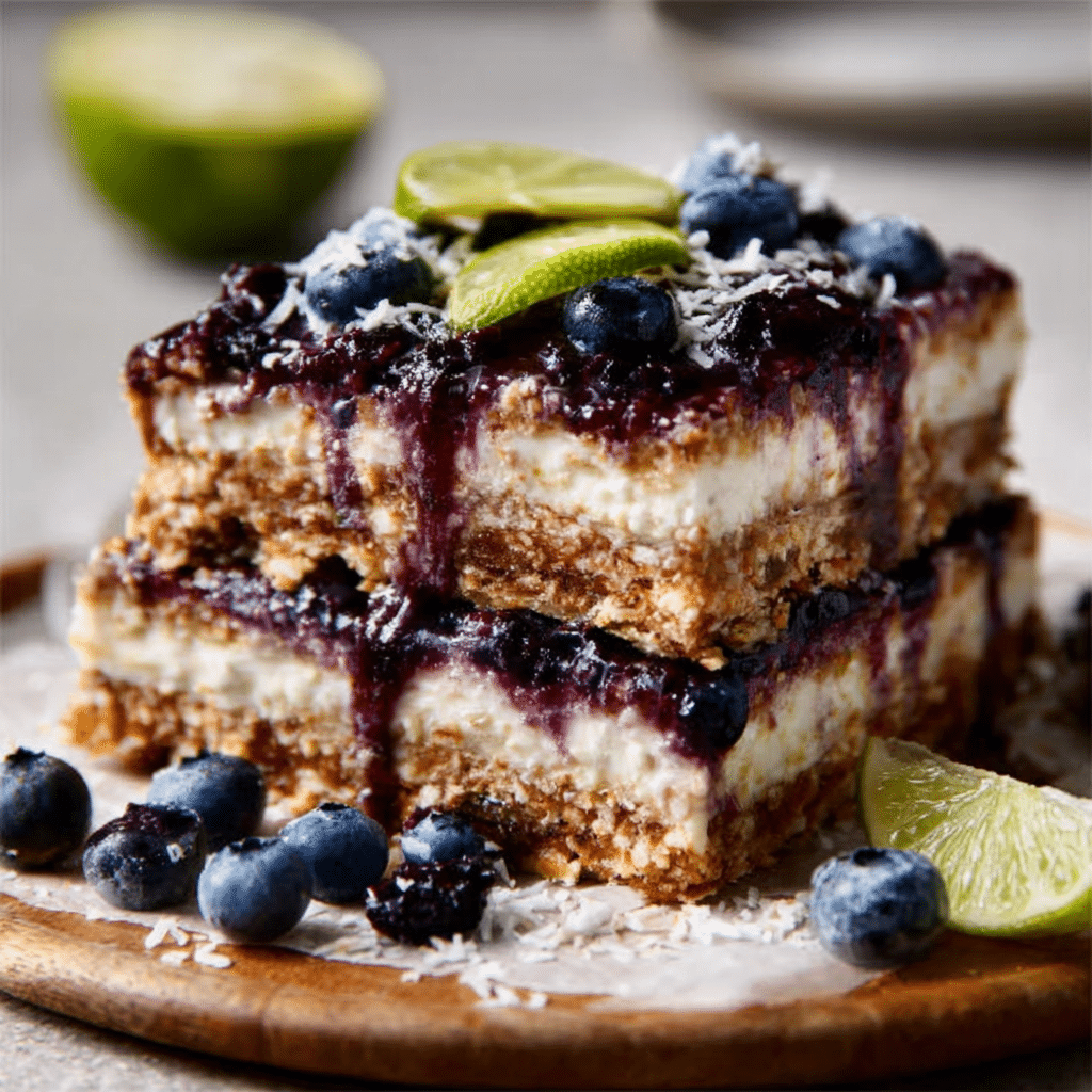 Blueberry, Lime & Coconut Slice (no-bake) Recipe Revealed!