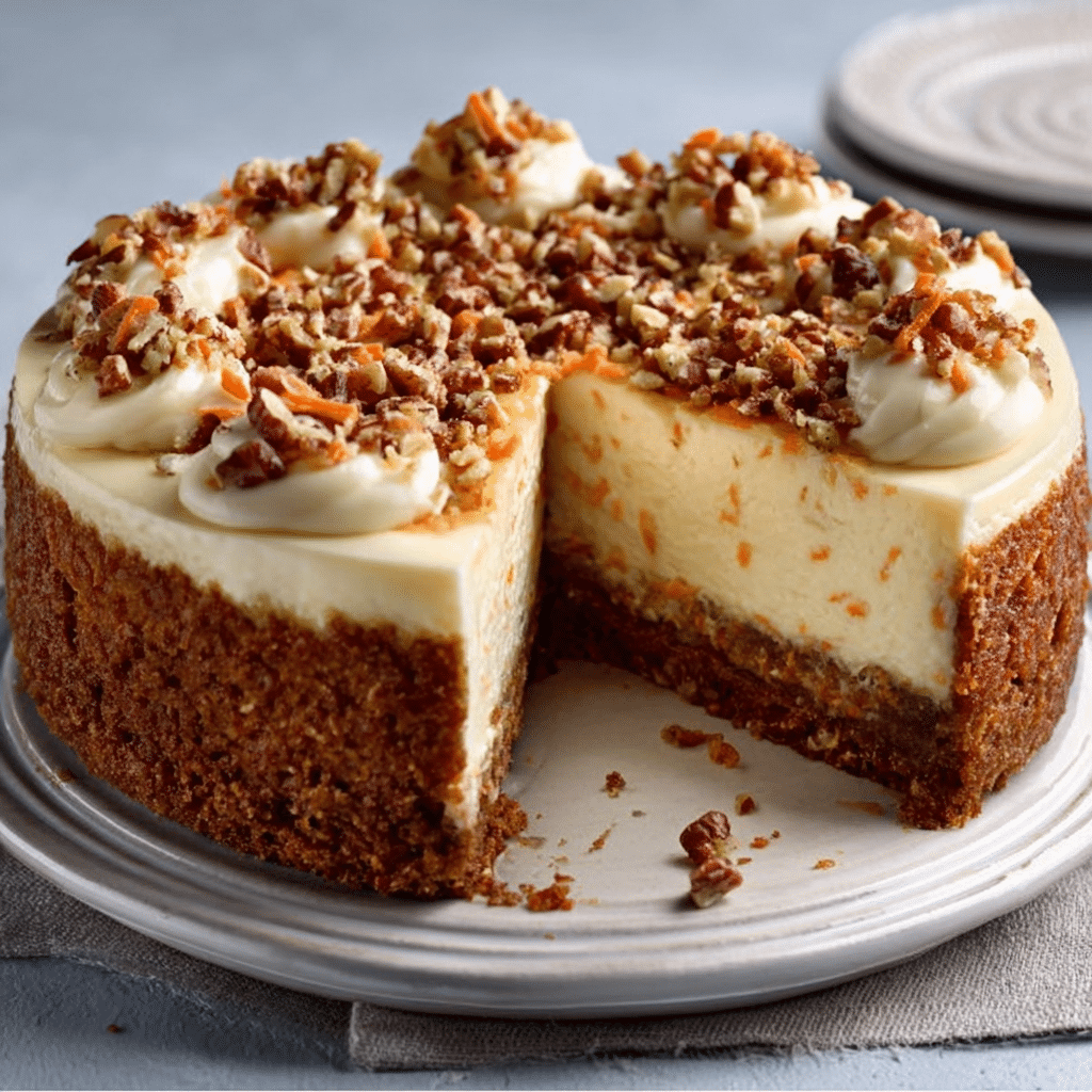 Carrot Cake Cheesecake with Creamy Topping: Bake Delight!