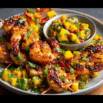 Chilli & Lime Prawn Skewers with Mango Salsa