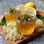 Elderflower & Lemonade Jelly with Mint Leaves