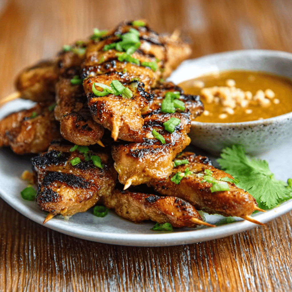 Keto Chicken Satay with Peanut Dipping Sauce delights taste buds!