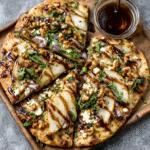 Pear, Walnut & Goat Cheese Flatbread with Honey Drizzle