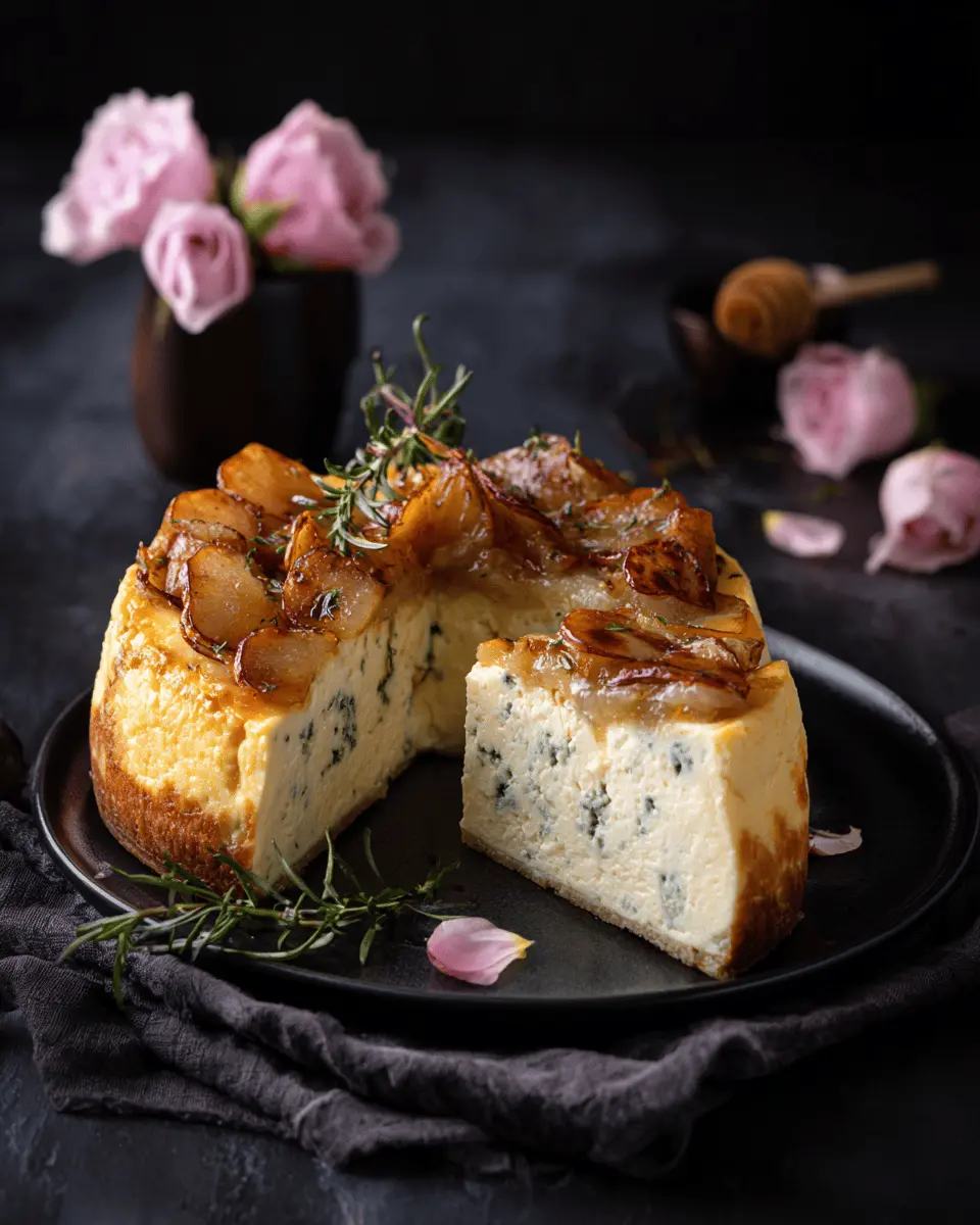 Roquefort Cheese Cheesecake with Caramelized Apples Indulgence