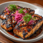 Grilled Teriyaki Salmon with Pickled Radish