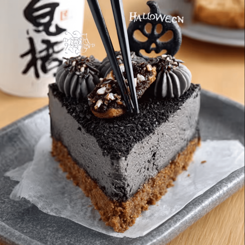 Japanese Black Sesame Halloween Cheesecake Recipe Revealed!