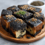 Japanese Black Sesame Mochi Cheesecake
