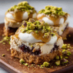Turkish Delight Cheesecake Cups with Pistachio Dust