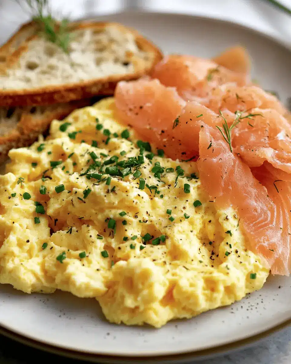 Creamy Scrambled Eggs: Indulgent Brunch with Smoked Salmon