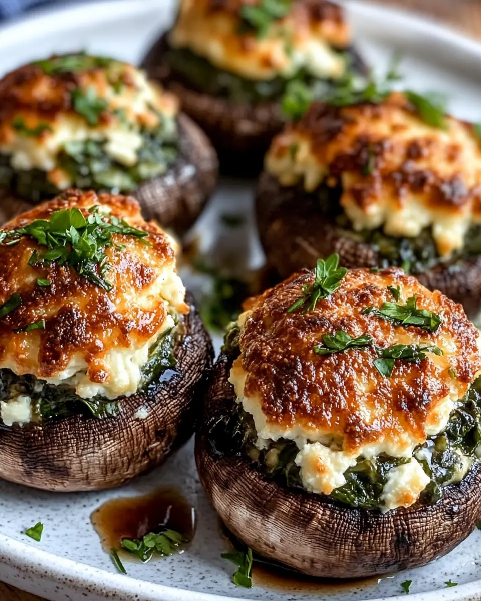 Spinach Feta Stuffed Mushrooms: Easy Air Fryer Keto Delight