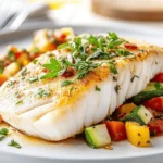 Seared Halibut with Garlic Beef Butter First Image First Image