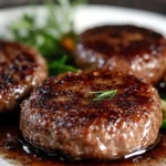 Venison Sausage Patties Cooked in Beef Drippings First Image First Image