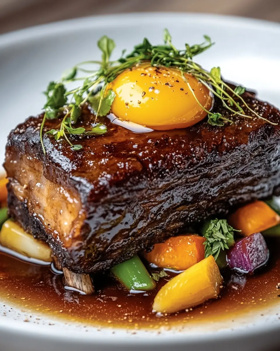 Butter-Braised Short Ribs: Juicy Bliss with Egg Yolk Garnish