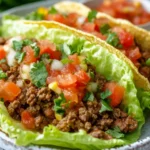 Crispy Lettuce Shell Keto Tacos (Beef or Chicken, <3g Net Carb) First Image First Image