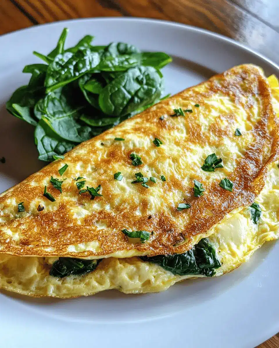 Fluffy Cheese Omelet: Indulgent Spinach Delight at Home
