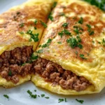Fluffy Cheese Omelet with Ground Lamb First Image First Image