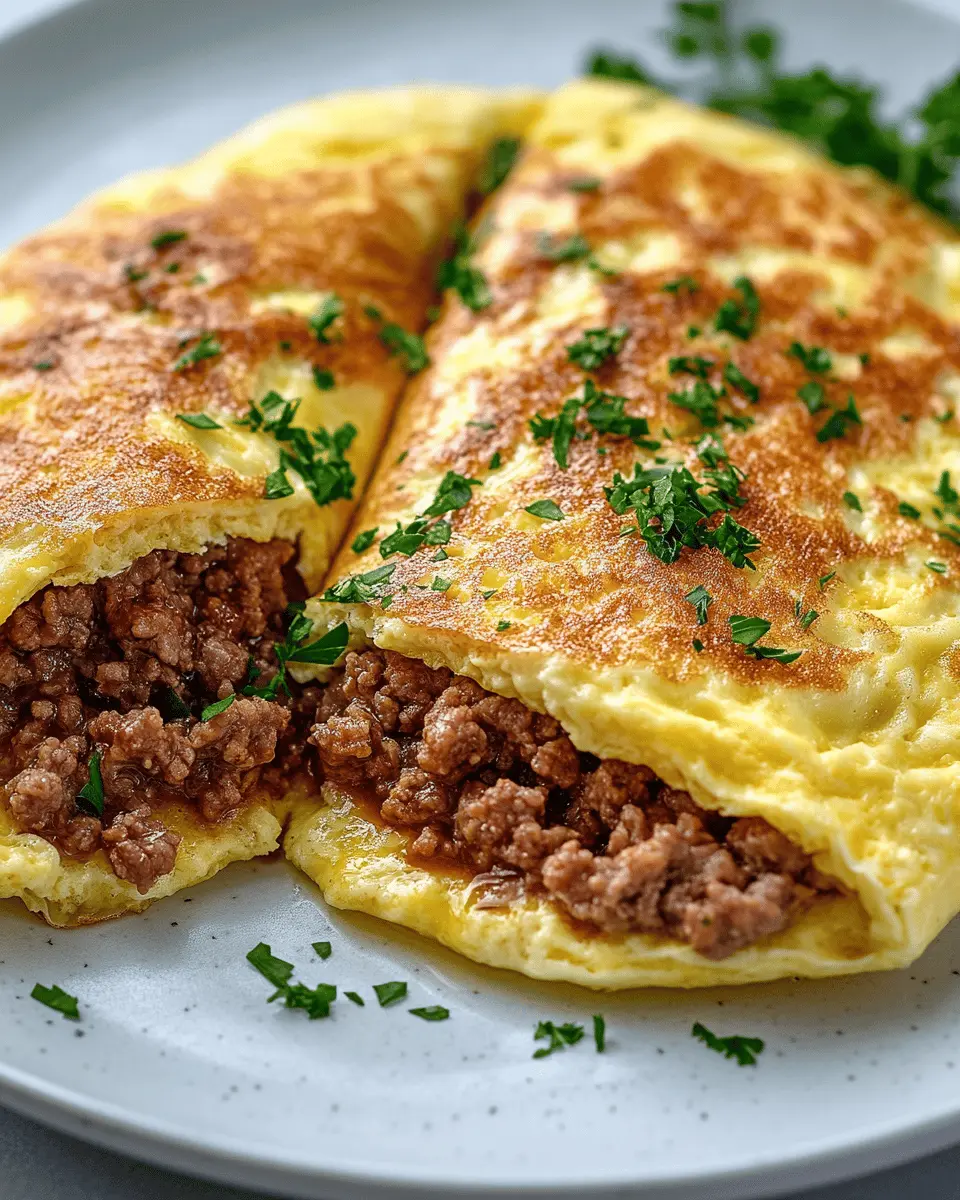 Fluffy Cheese Omelet with Ground Lamb: A Bold Breakfast Treat