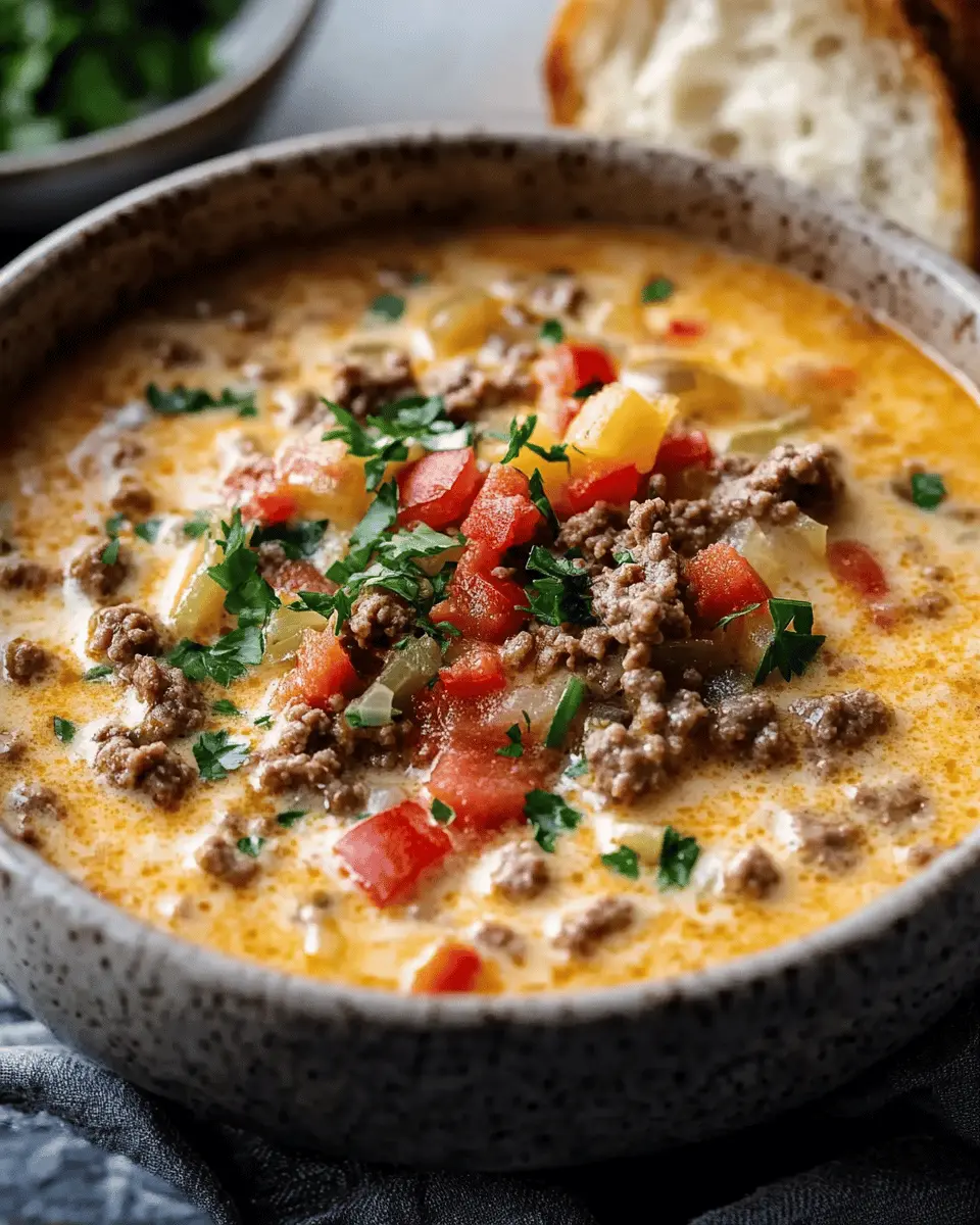 Keto Beef Cheeseburger Soup First Image First Image