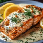 Keto Salmon with Lemon Dill Cream Sauce First Image First Image