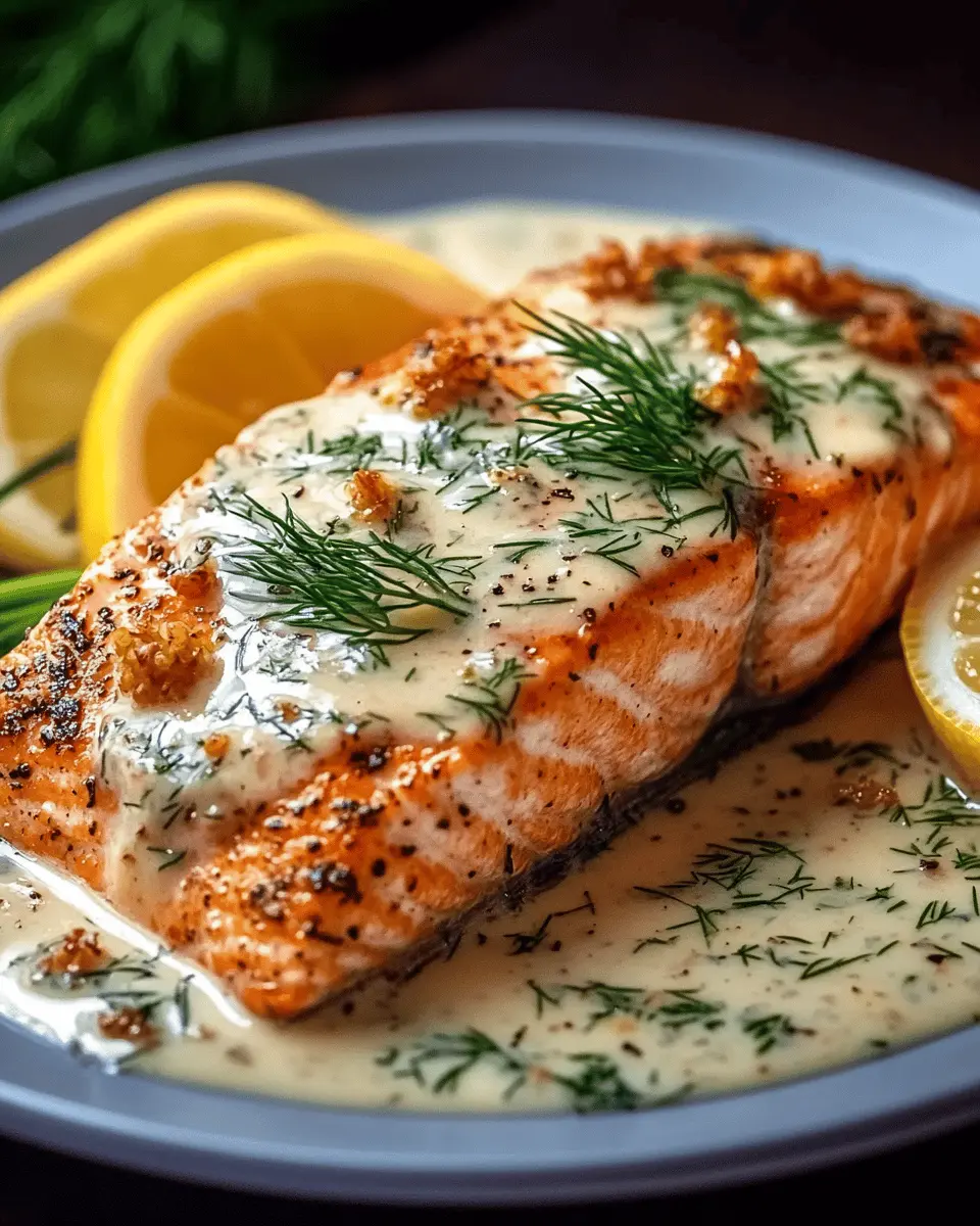 Keto Salmon with Lemon Dill Cream Sauce First Image First Image