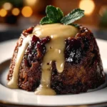 Traditional Plum Pudding with Brandy Butter Sauce First Image First Image