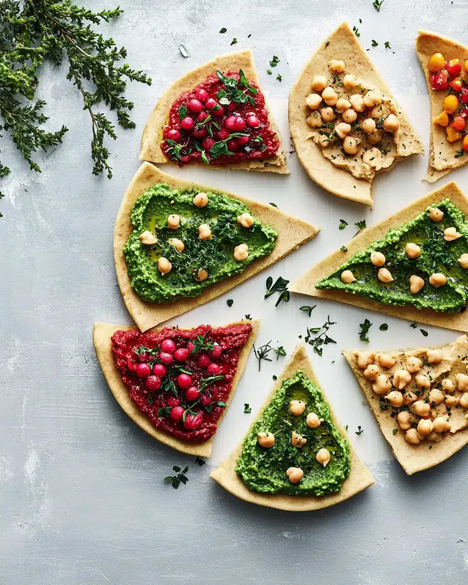 Red and Green Hummus: Easy Pita Trees for Flavorful Dips