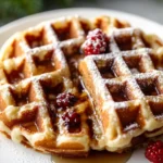 Christmas Cinnamon Vanilla Keto Waffles with Sugar-Free Syrup First Image First Image