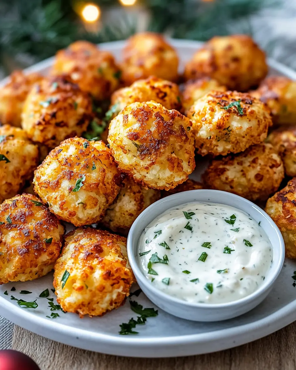 Christmas Cheesy Cauliflower Tots: Irresistibly Creamy Ranch Dip