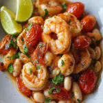 Garlicky Sautéed Shrimp with Creamy White Beans and Blistered Tomatoes First Image First Image