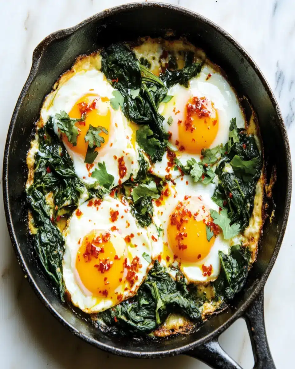 Skillet-Baked Eggs with Spinach: Irresistibly Bold and Creamy!
