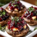 Christmas Cranberry Brie-Stuffed Mushrooms (No Pork, No Bread) First Image First Image
