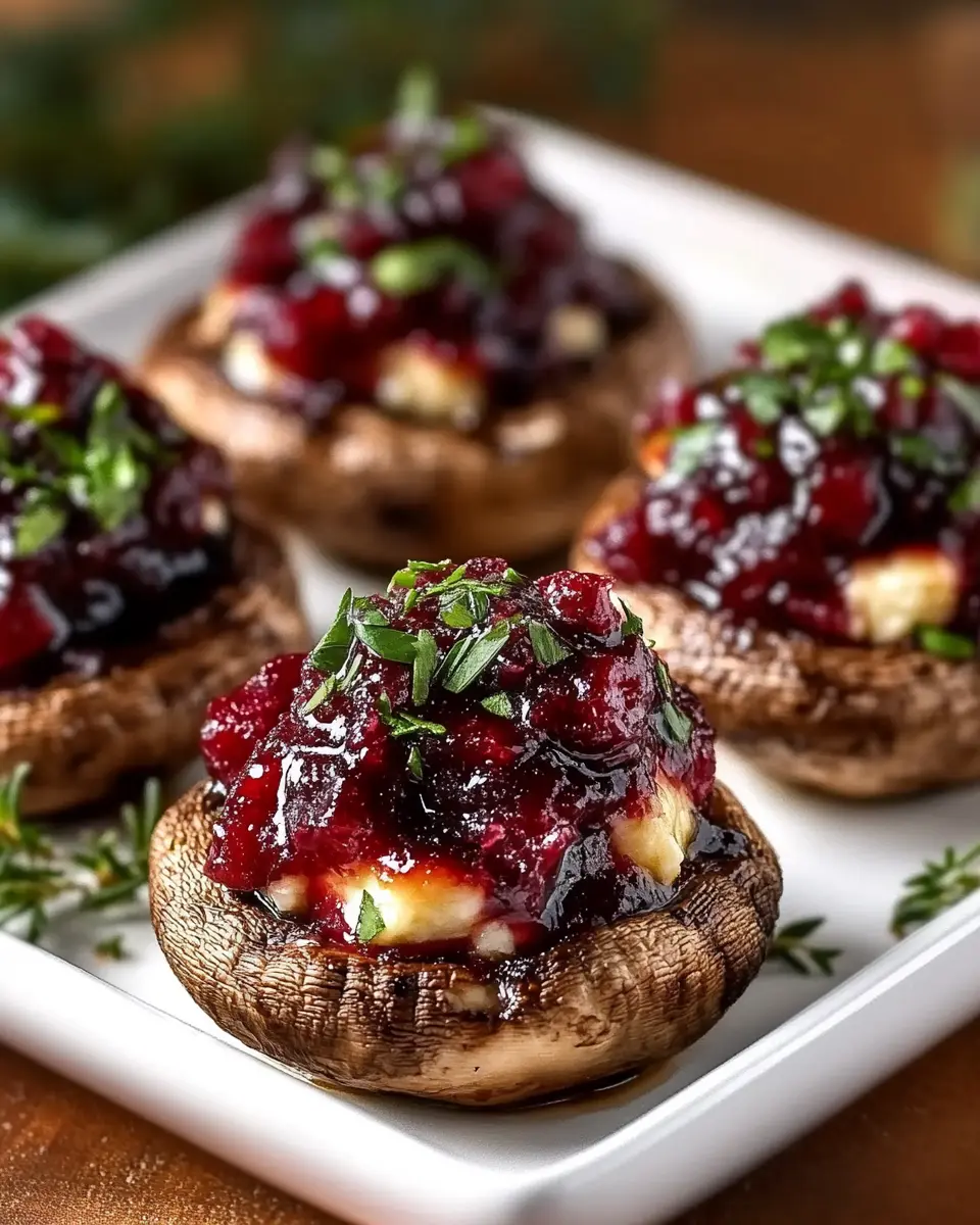 Christmas Cranberry Brie-Stuffed Mushrooms: Irresistibly Easy!