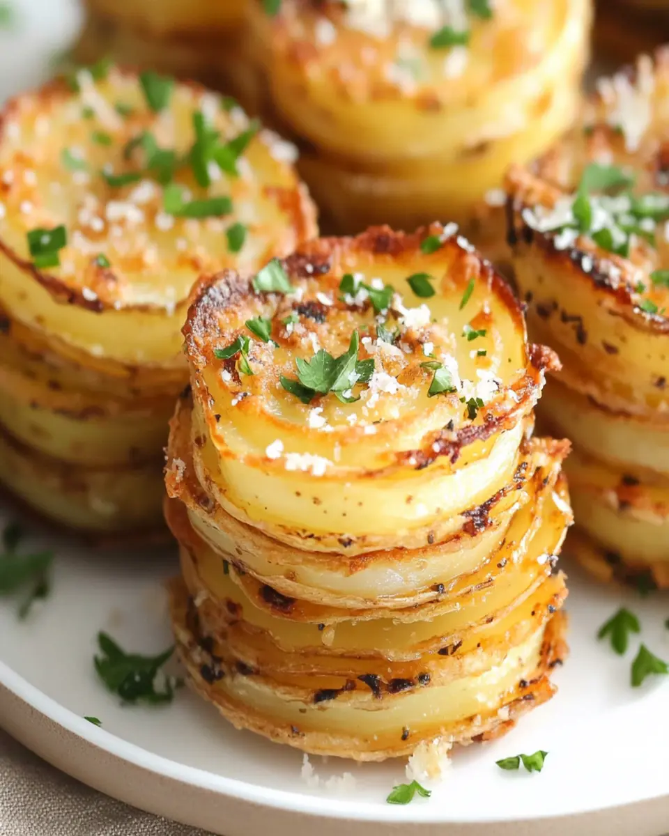 Garlic Potato Stacks: Irresistibly Cheesy and Crispy Goodness