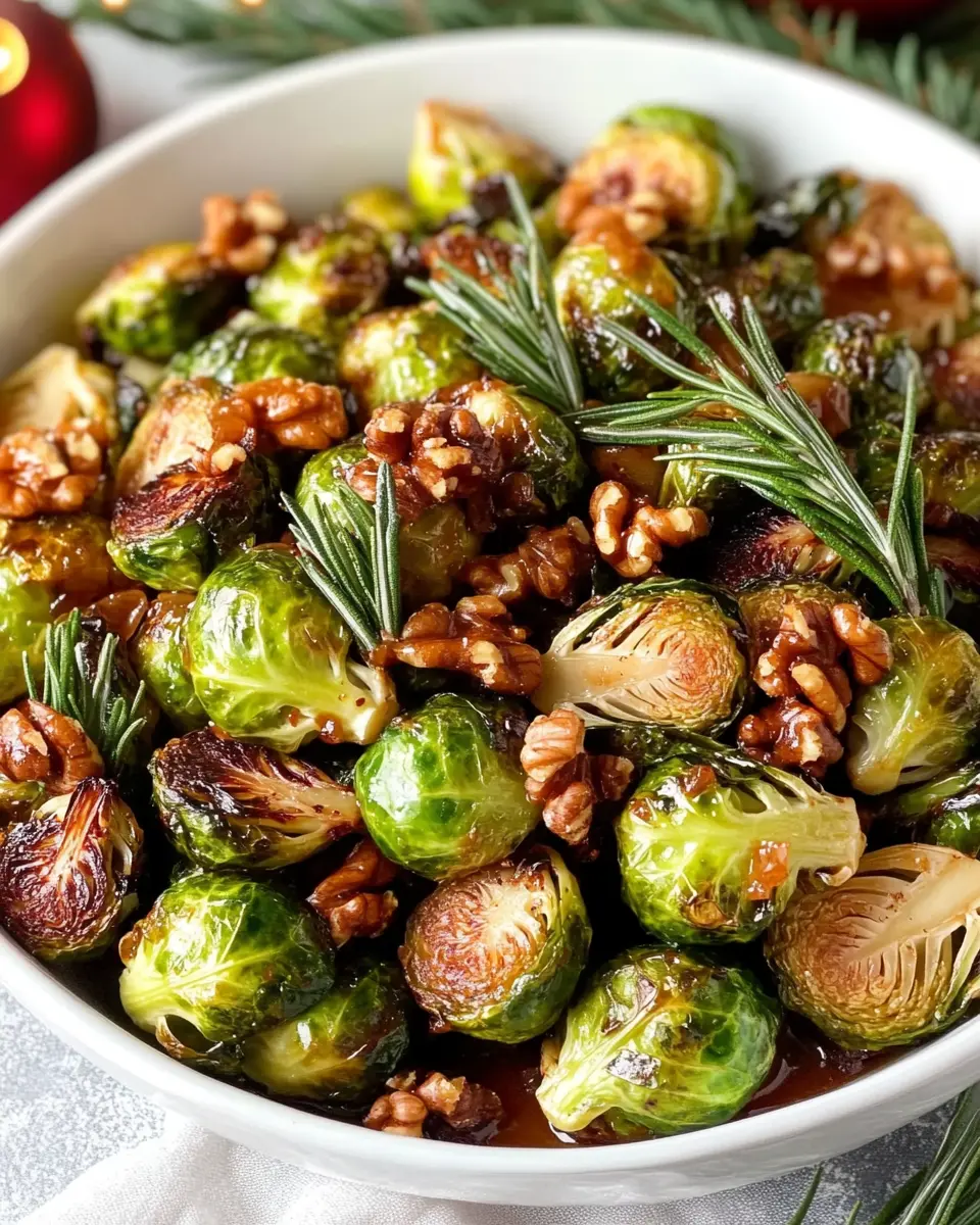 Christmas Maple-Rosemary Roasted Brussels Sprouts Bliss