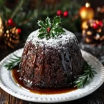 Traditional Plum Pudding with Brandy Butter Sauce First Image First Image