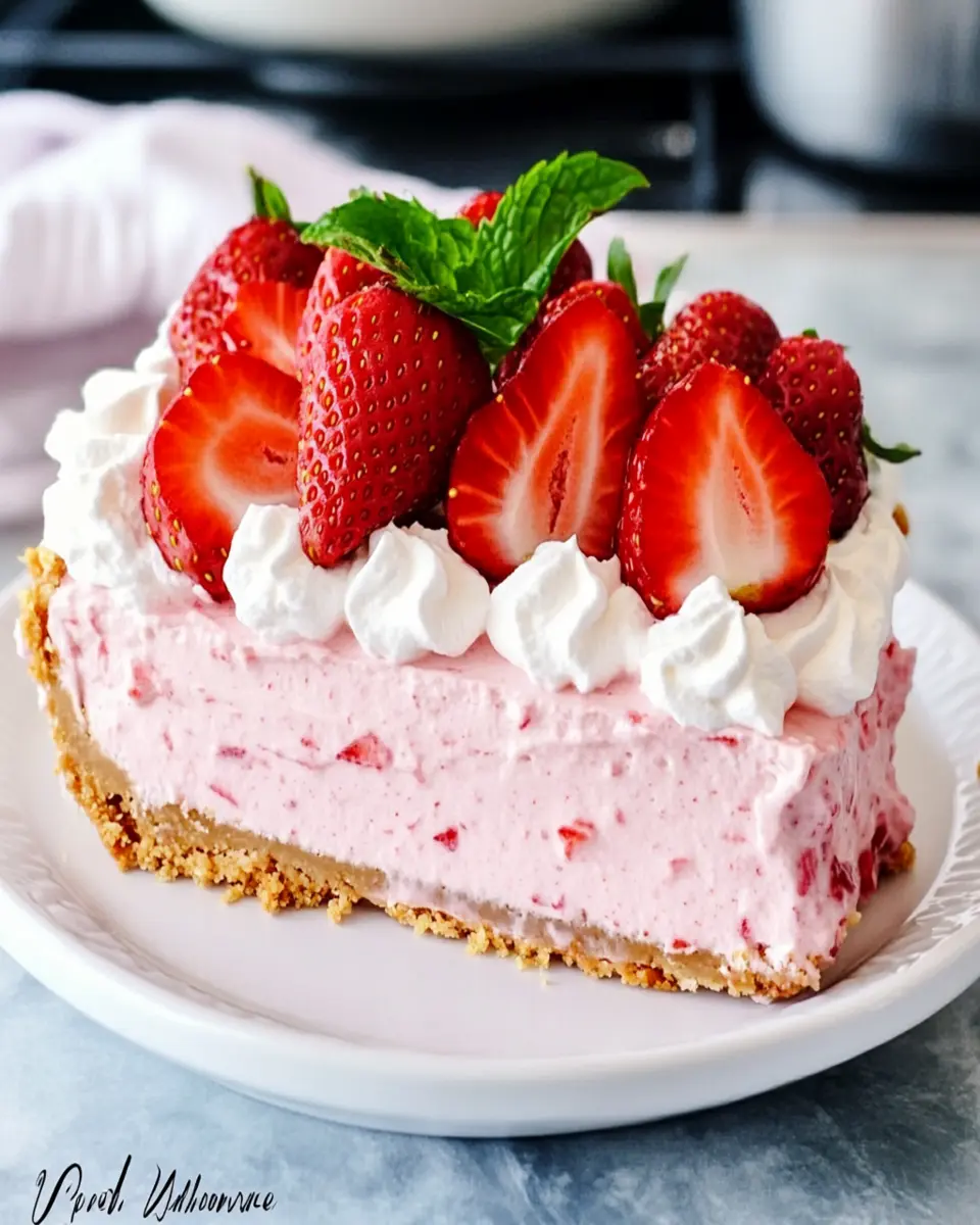 Low Carb No-Bake Strawberry Mousse Pie First Image First Image